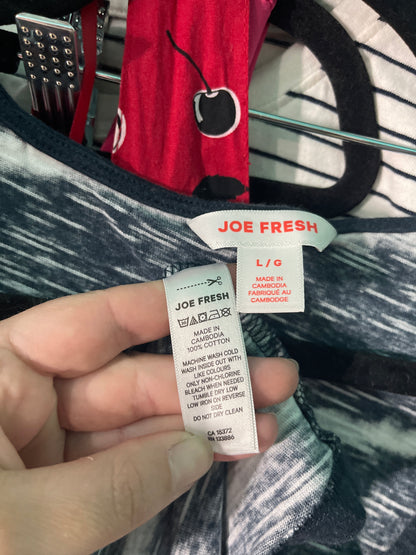 Navy Blue with White Horizontal Tie Dye Stripes Sleeveless Dress