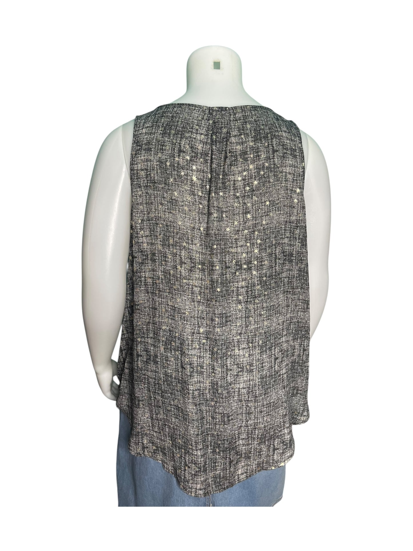 Grey V-Neck Sleeveless Blouse