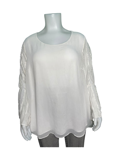 White Blouse with Long Lace Sleeved