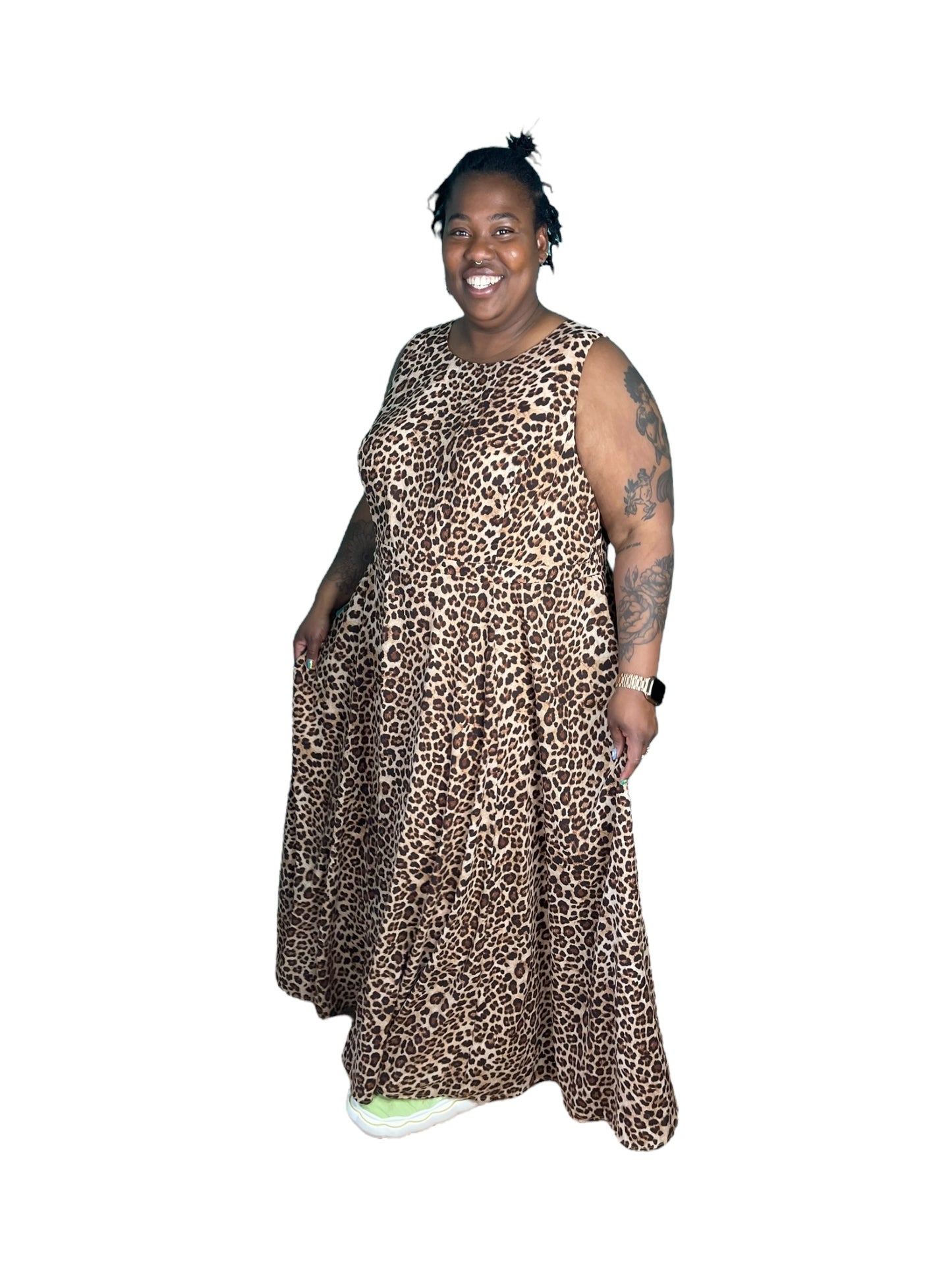 Classic Cheetah Print  Sleeveless Maxi Dress