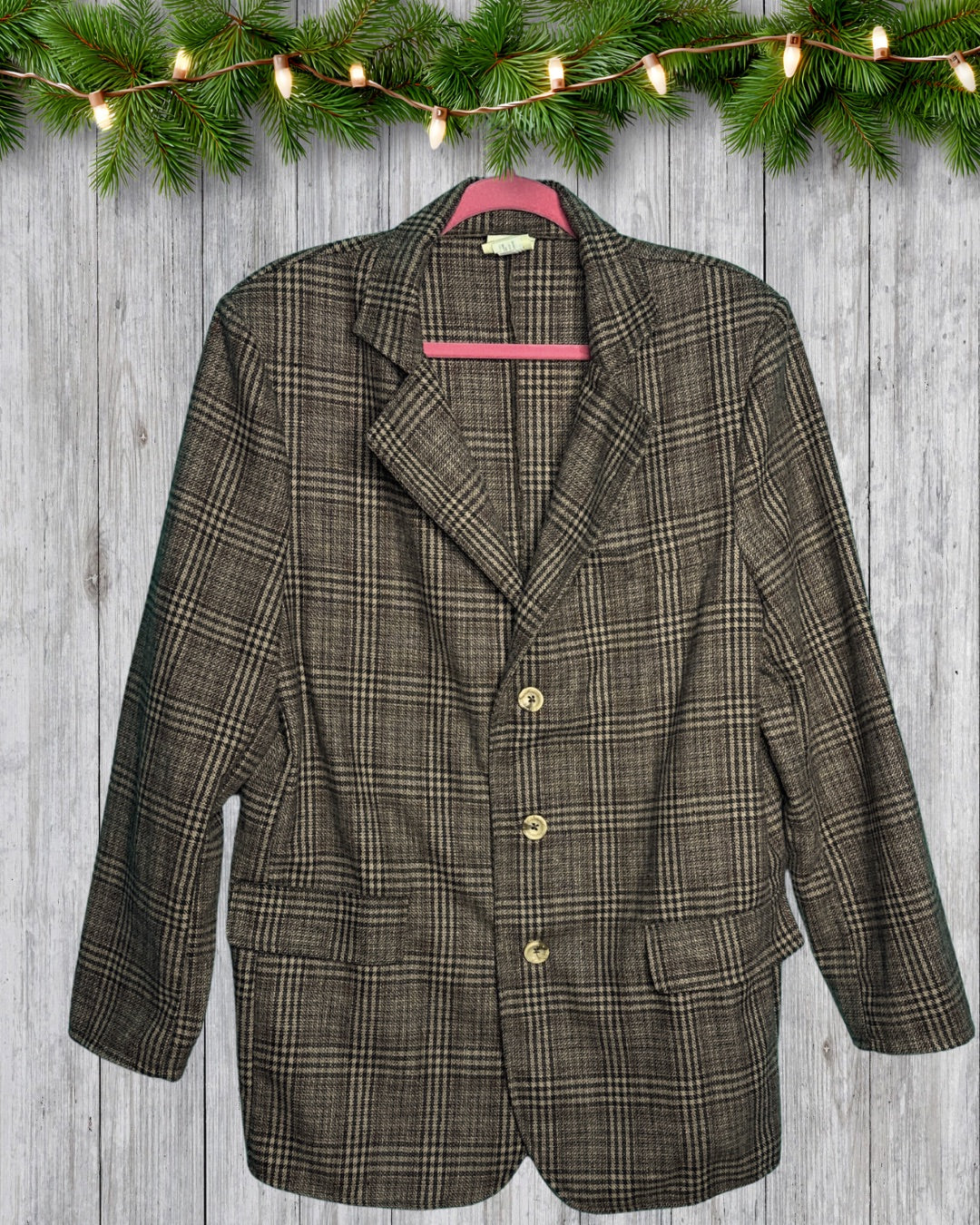 Brown and Cream Plaid Blazer