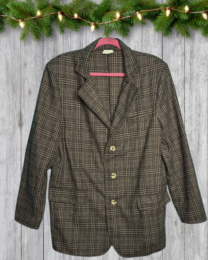 Brown and Cream Plaid Blazer