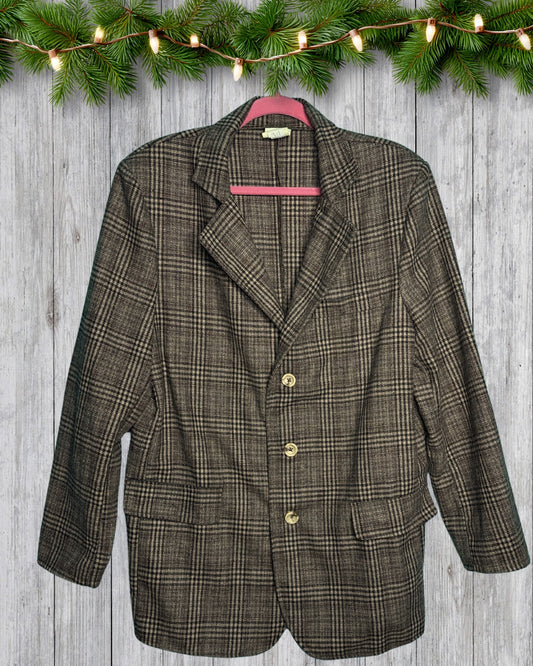 Brown and Cream Plaid Blazer