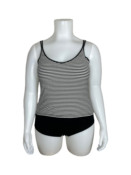 Fitted Black & White Striped Double-Spaghetti Strap Top