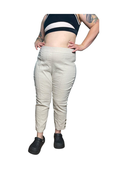 Cream Vertical Striped Pants