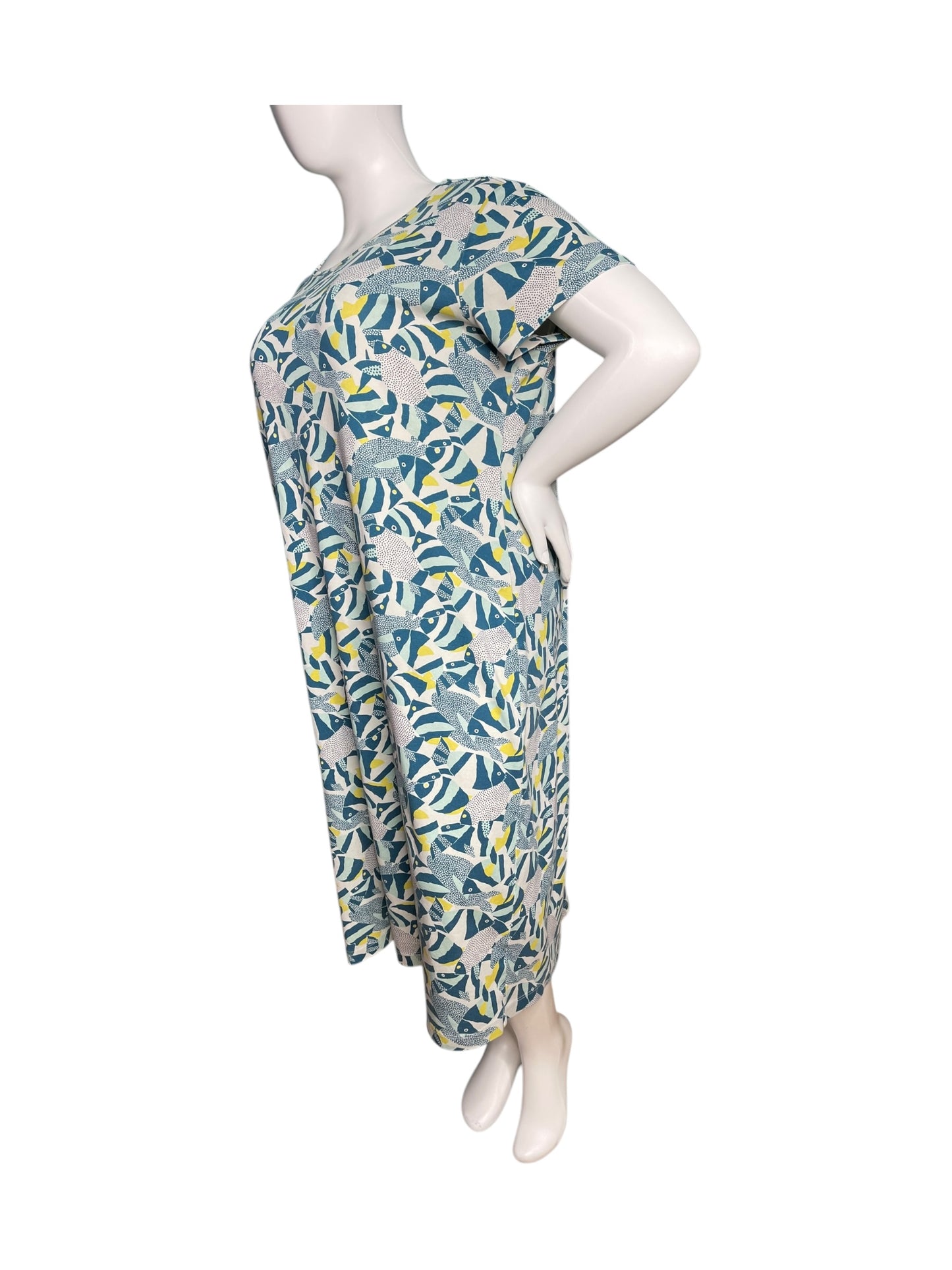 Blue, White and Green Fish Pattern Dress