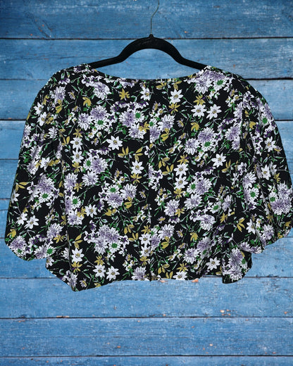 Black w/ Purple and Yellow V-Neck Crop Top