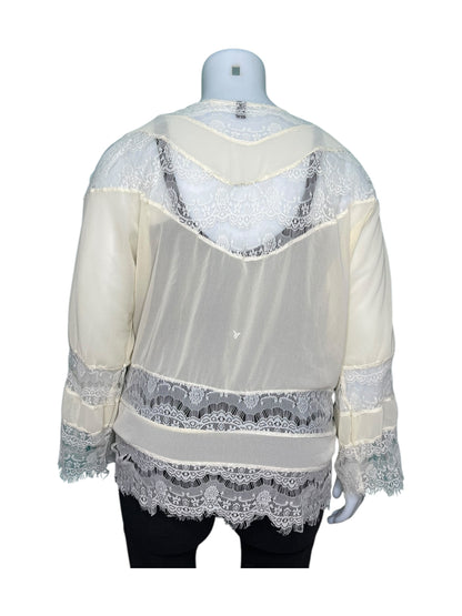 Cream Sheer & Lace Long Sleeved Cardigan