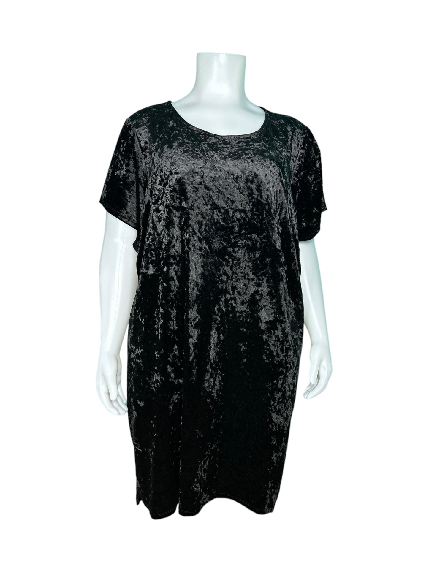 Black Short Sleeved Velvet Dress