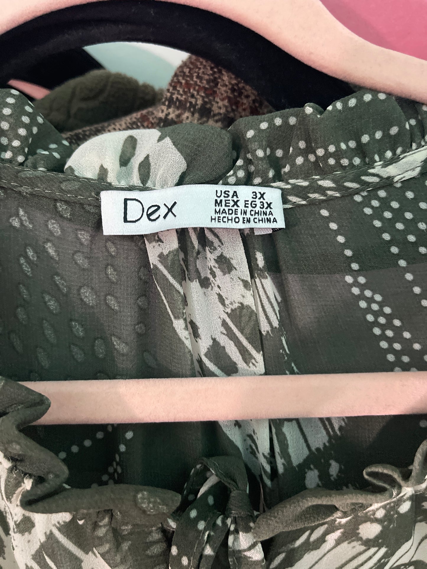 Olive Green & White Cap Ruffle Sleeves