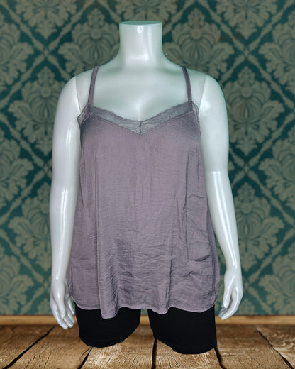 Light Purple Grey Lace V-Neck Cami