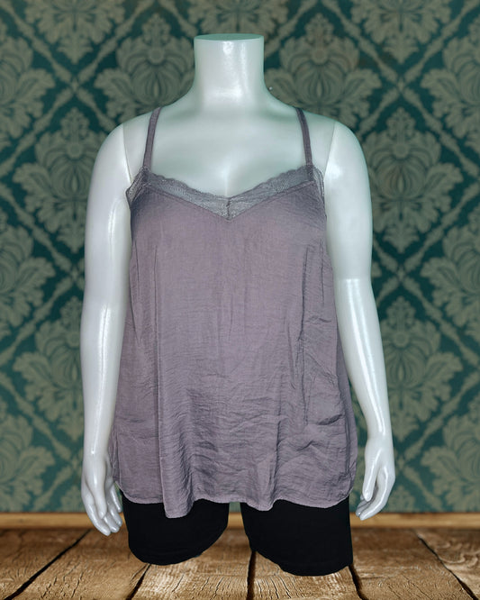 Light Purple Grey Lace V-Neck Cami