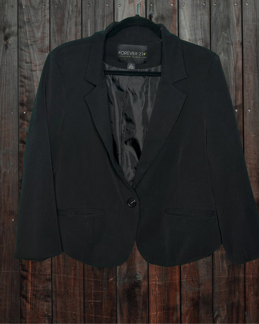 Black One Button Blazer