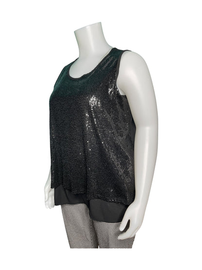 Black Sequin Sleeveless Blouse