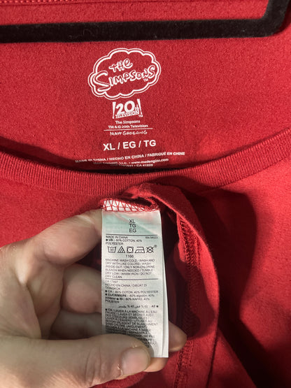 Red Simpson Christmas Graphic Long Sleeved Shirt