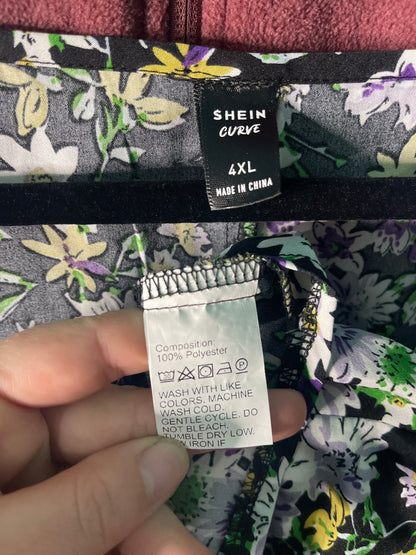 Black w/ Purple and Yellow V-Neck Crop Top