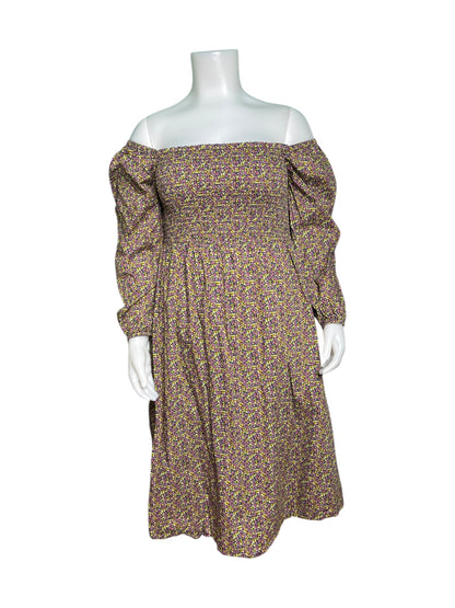 Multicoloured Off the Shoulder Long Sleeved Maxi Dress