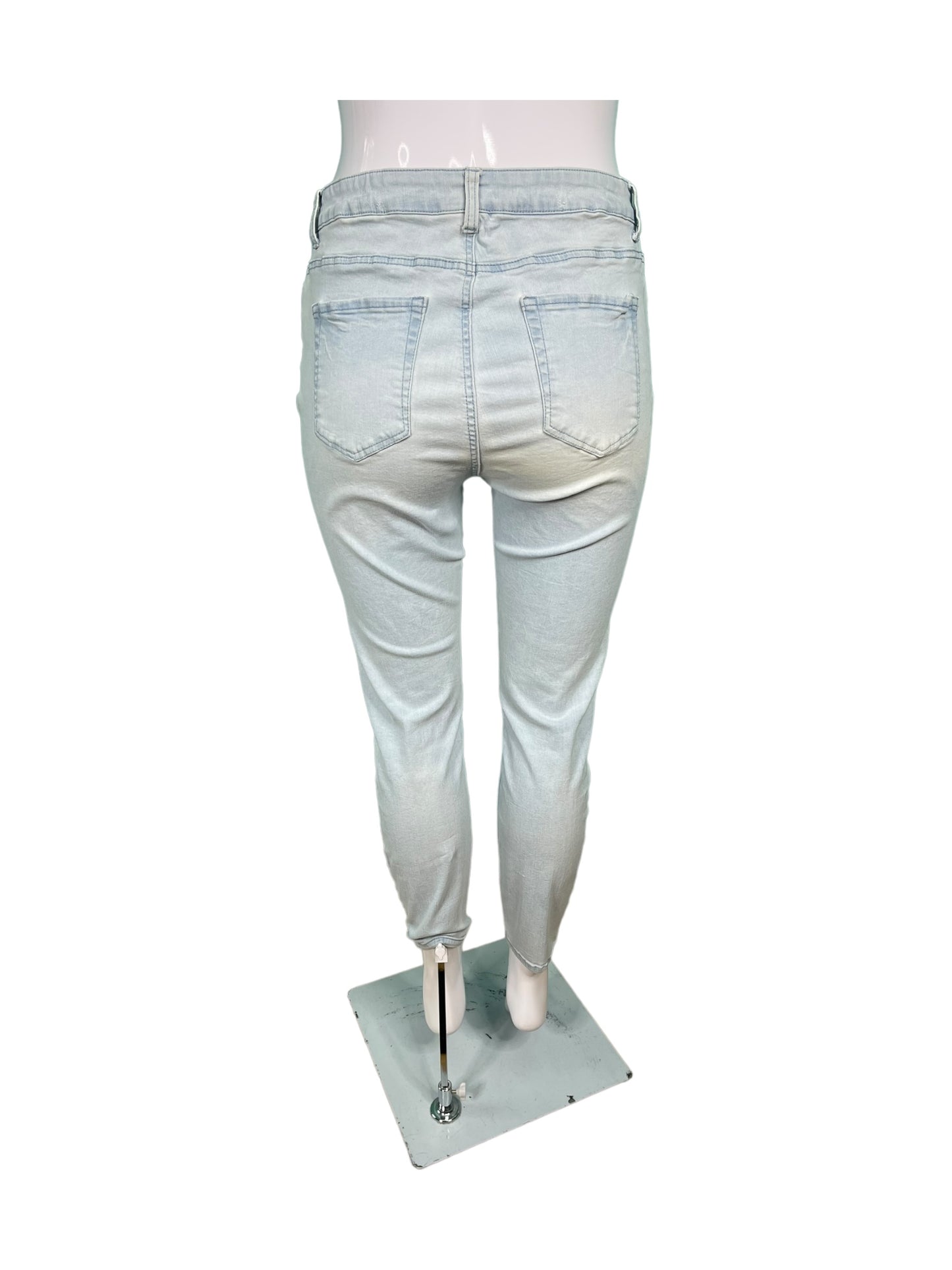 Bleached Blue Distressed Knee Skinny Jeans