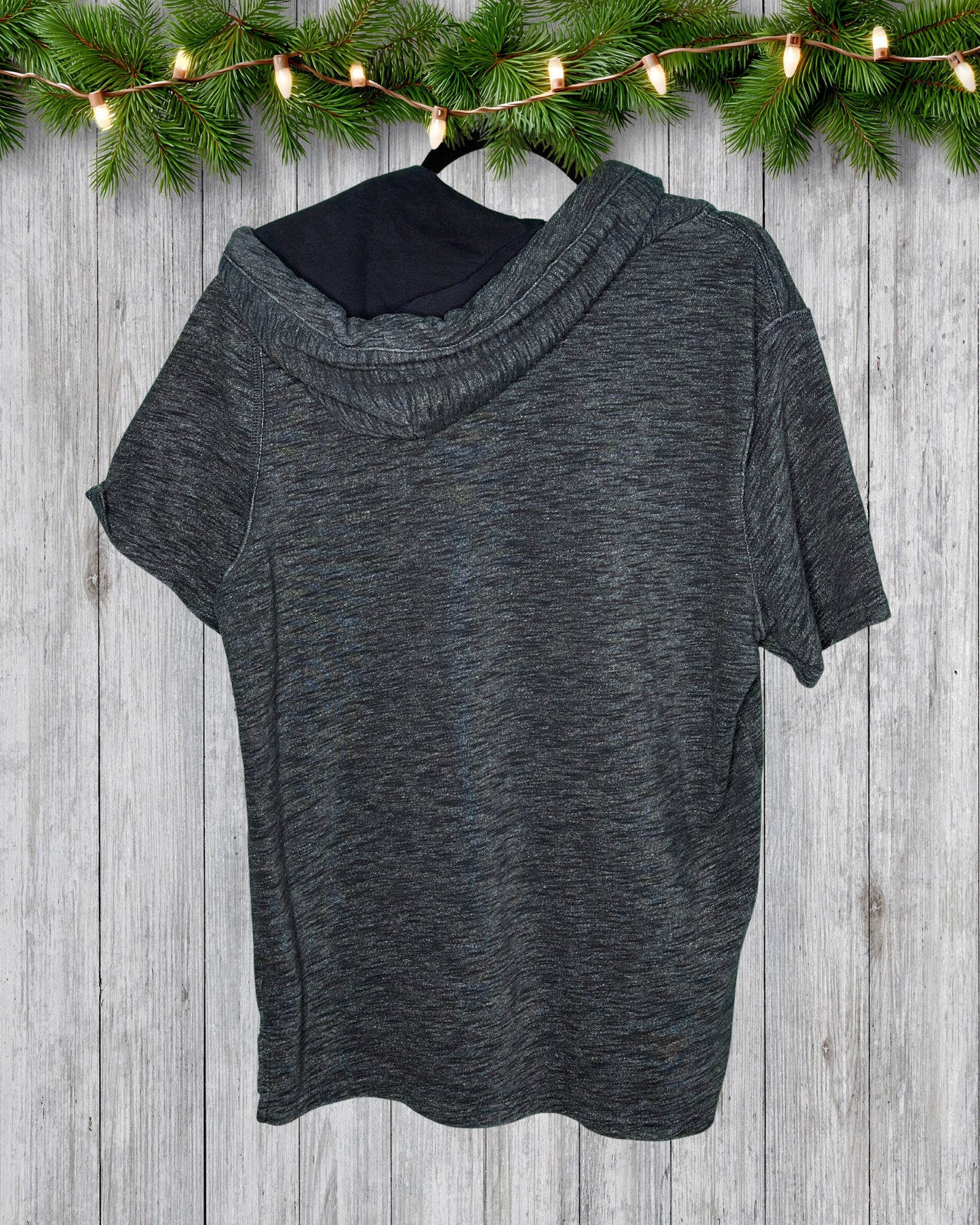 Navy Blue Short Sleeved Hoodie Shirt