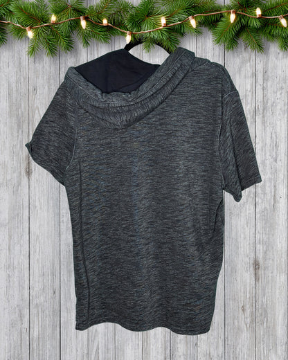 Navy Blue Short Sleeved Hoodie Shirt