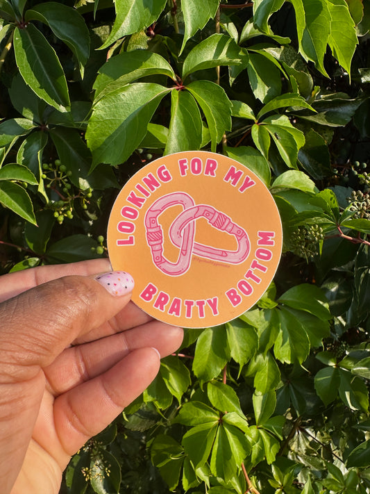 Looking for My Bratty Bottom Orange and Pink Circle Sticker