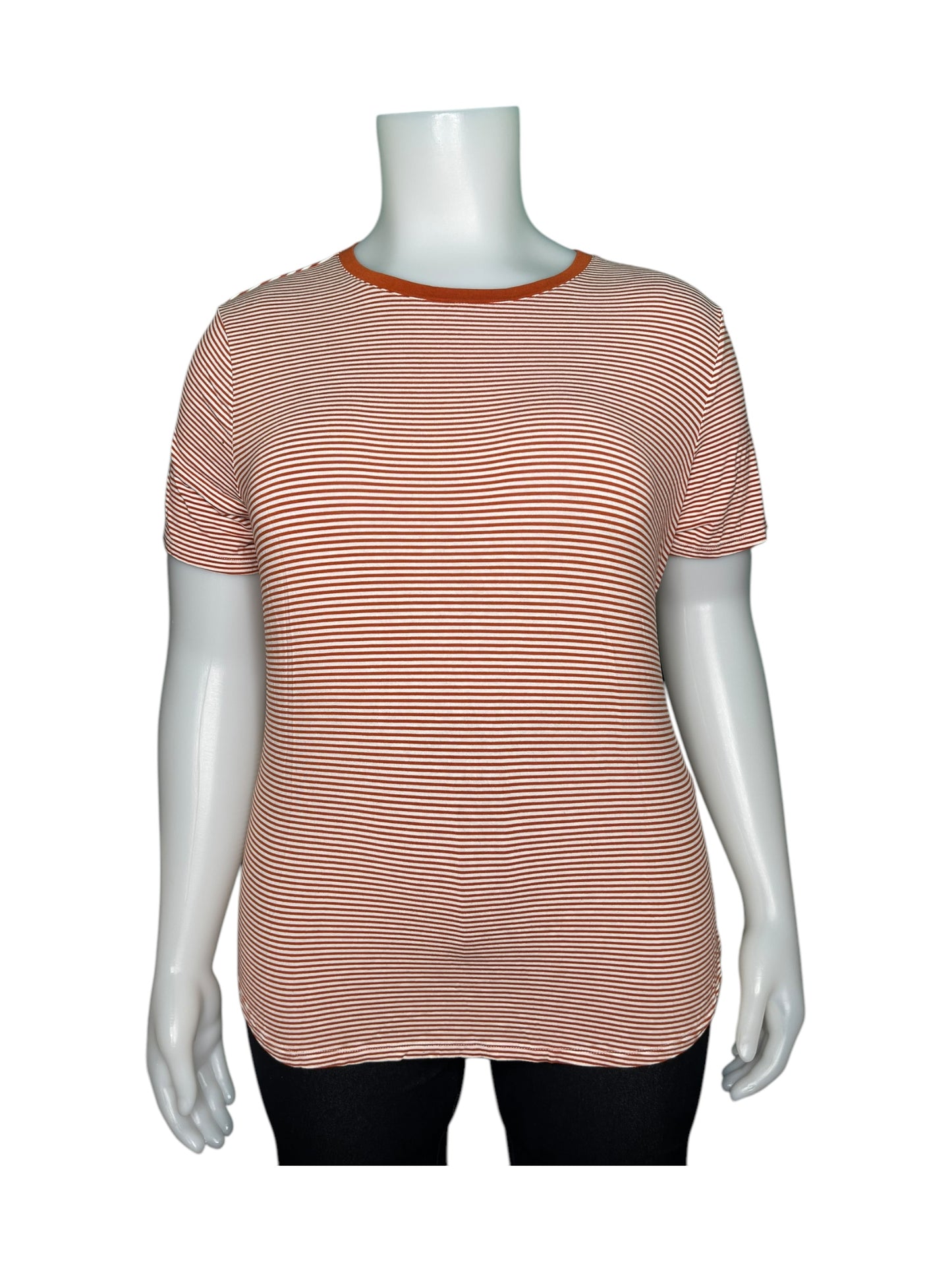 Orange and White Striped Top