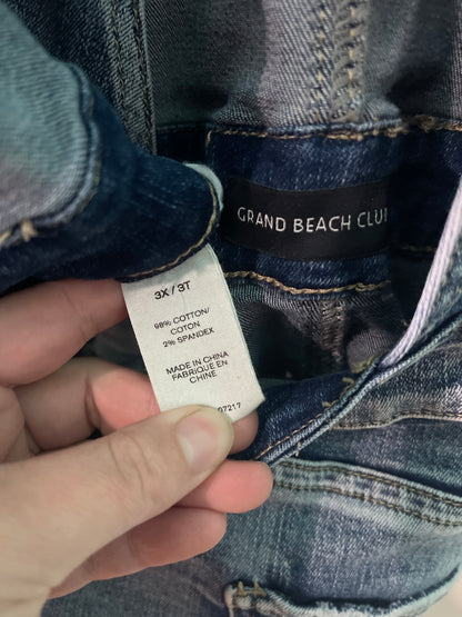 Light Blue Distressed Shorts Overalls