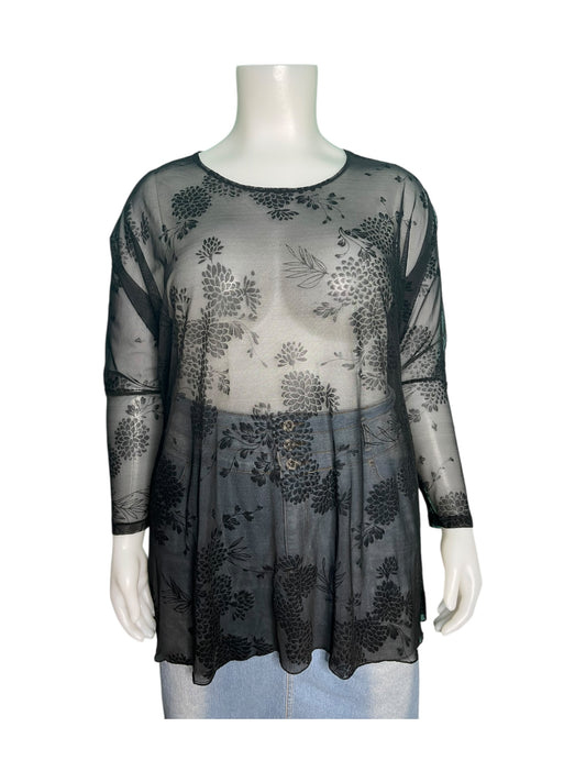 Black Sheer Long Sleeve Top