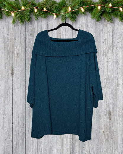 Dark Teal Knit 3/4 Sleeve Sweater