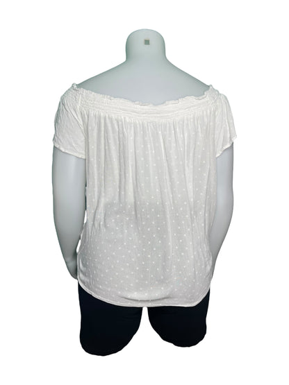 White Off the Shoulder  Short Sleeve Top