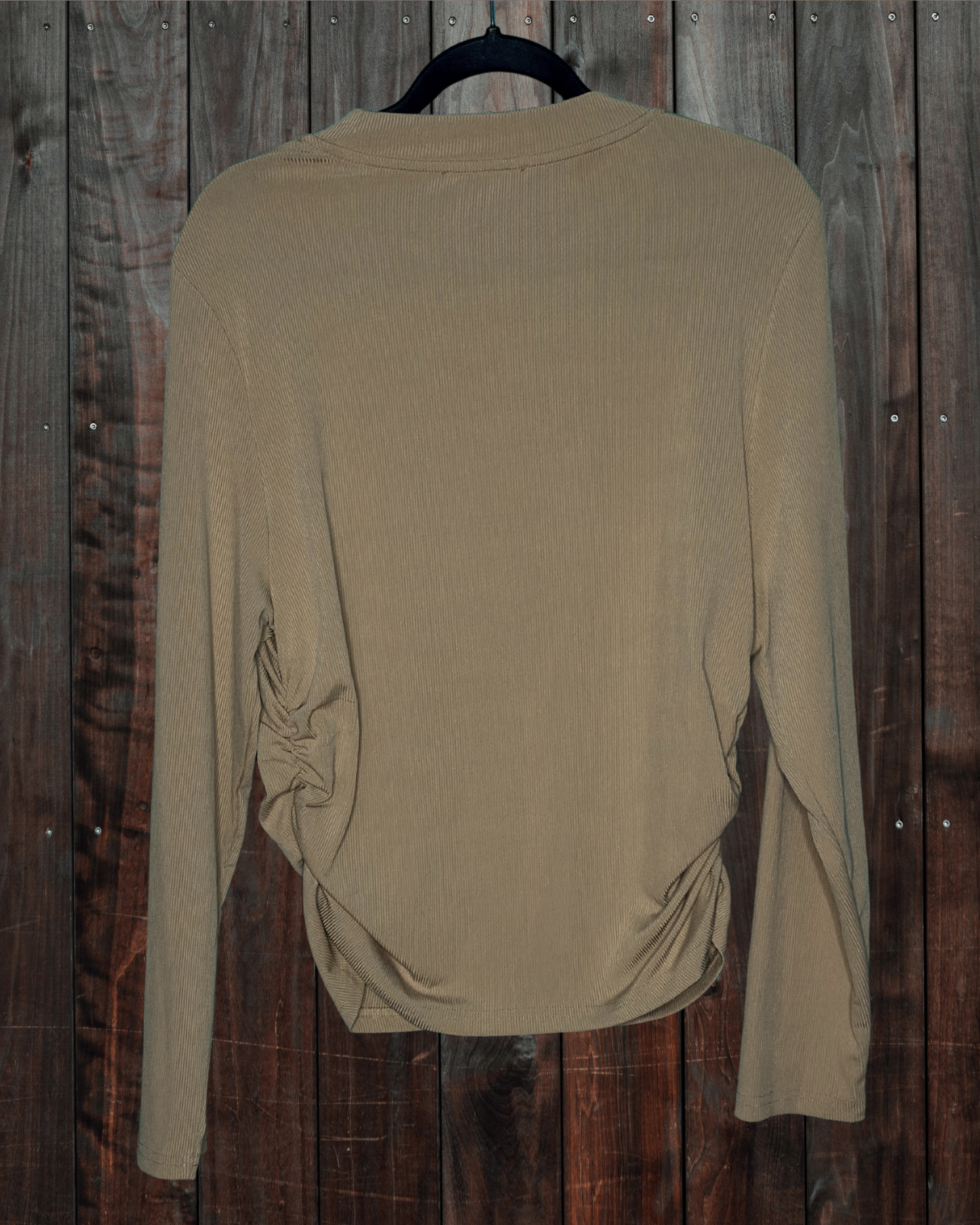Tan Long Sleeved Ribbed Top