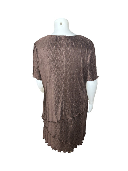 Brown Vintage Ruffled Layered Dress