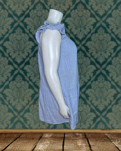 Baby Blue Shiny Cap Sleeved Mini Dress