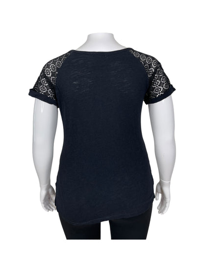 Black T-Shirt w/ Lace Details on the Sleeves