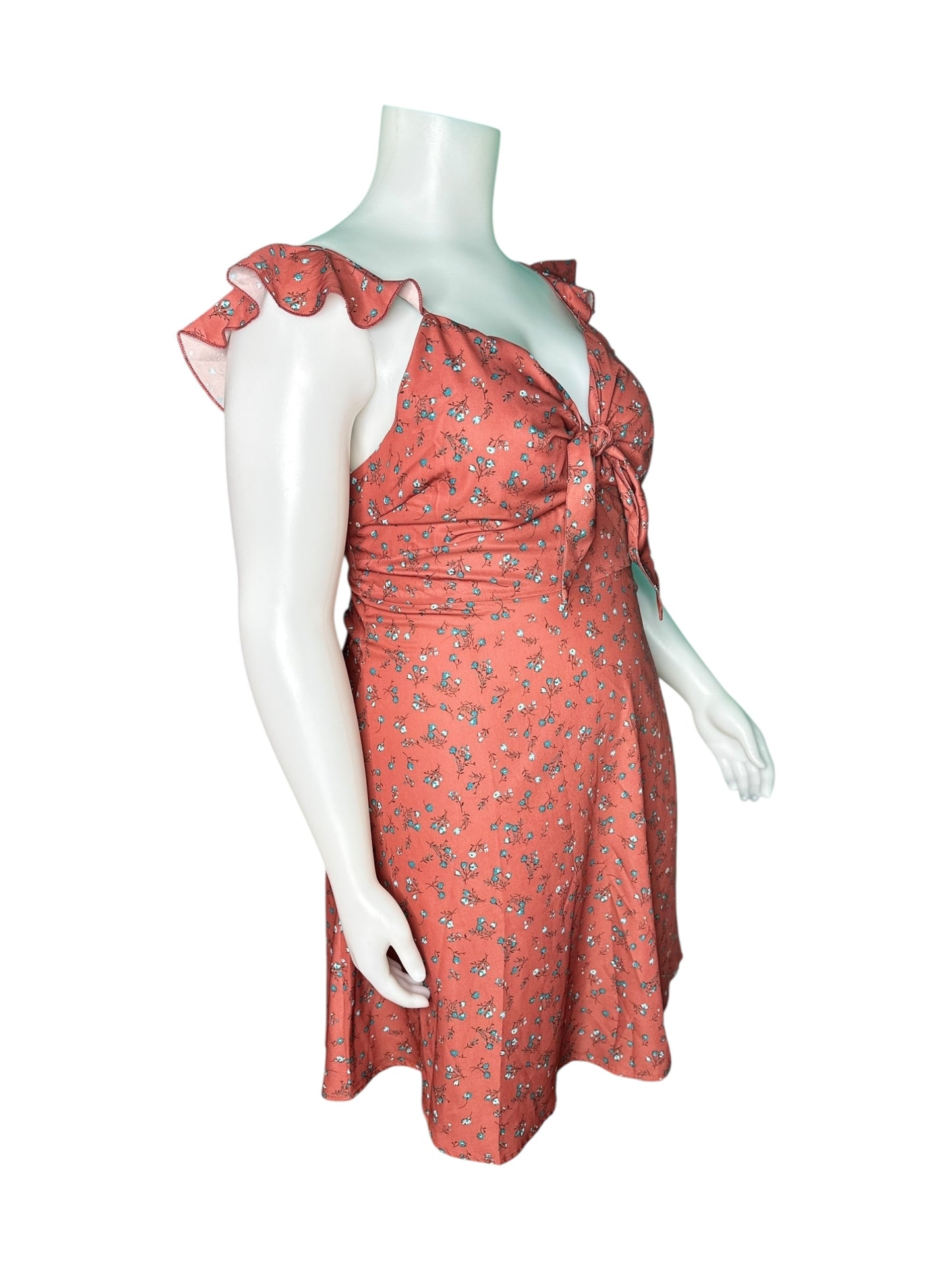 Burnt Orange Dark Teal Floral Dress