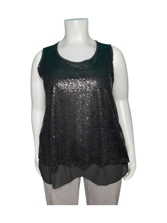 Black Sequin Sleeveless Blouse