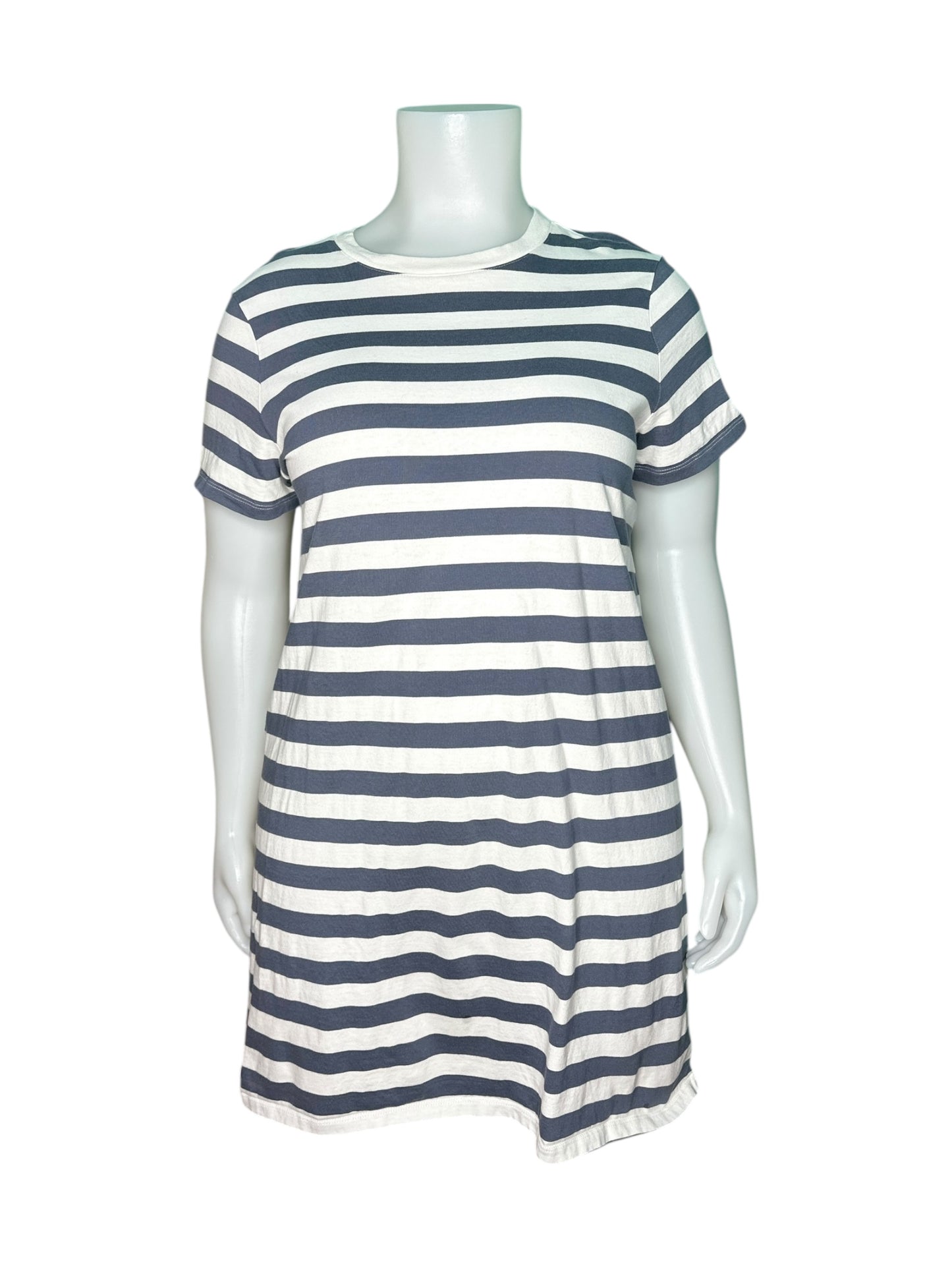 Navy & White Horizontal Striped T-Shirt Dress