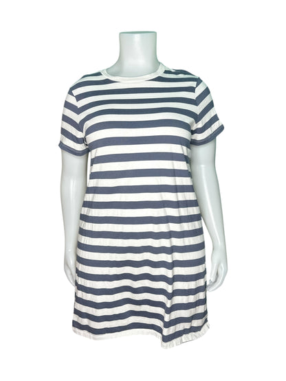 Navy & White Horizontal Striped T-Shirt Dress