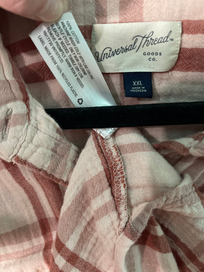 Peach and Rose Long Sleeve Plaid Button up Shirt