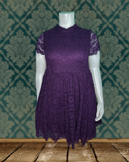 Purple w/ Lace Capsleeve Mini Dress