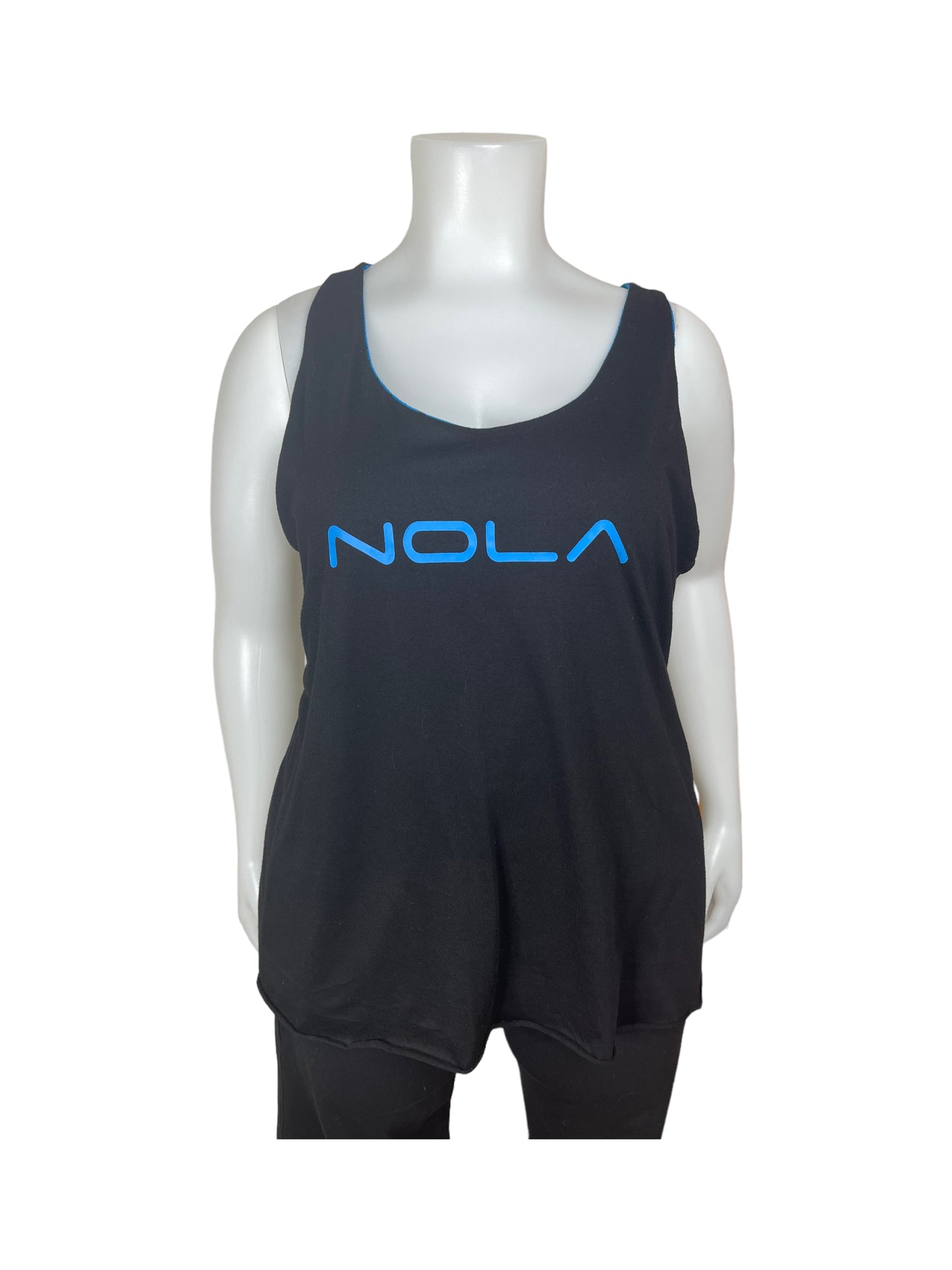“Nola” Reversible Tank Top (3X) Blue w/ Black Stripes, Black w/ Blue ‘NOLA’ on Chest