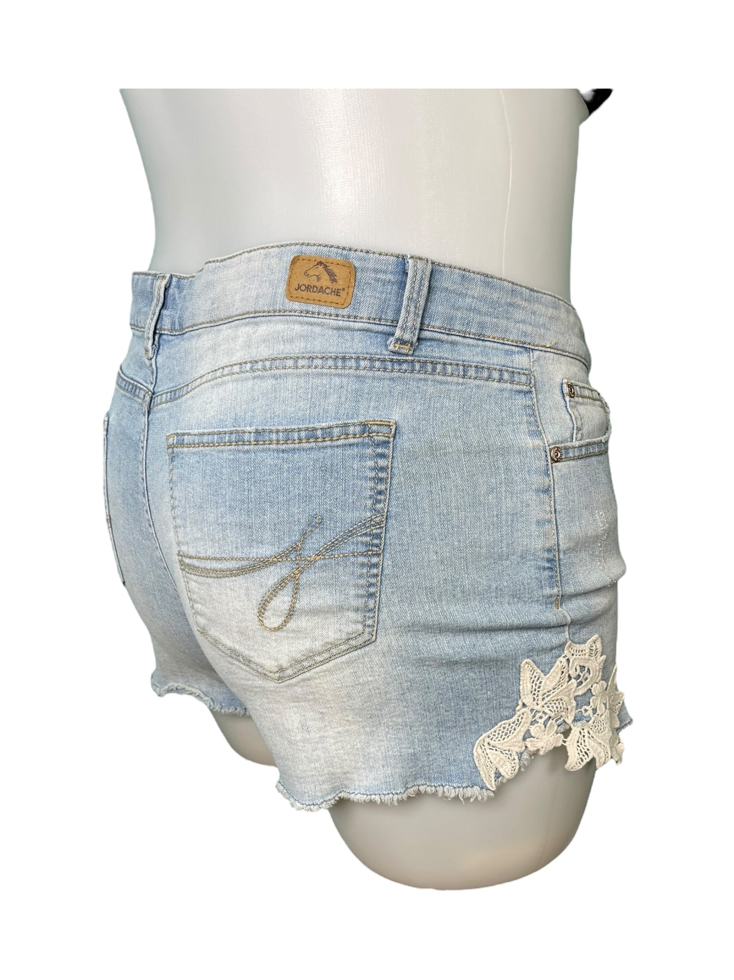 Light Blue Lace Side Detailing Jean Shorts (18)