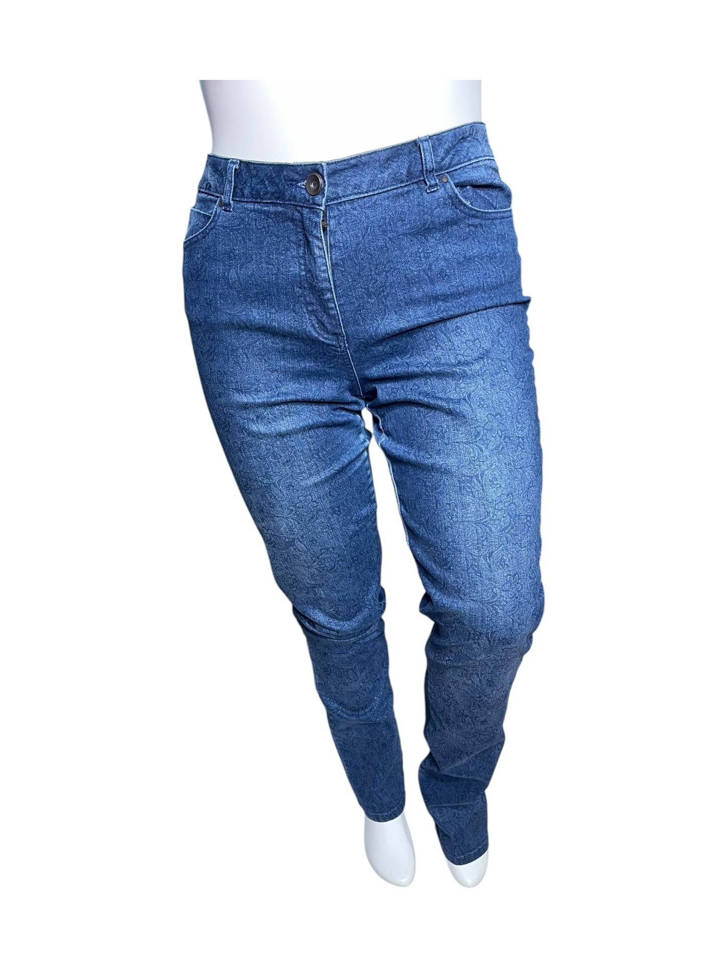 Blue Pattern Skinny Jeans