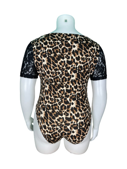 Leopard Print w/ Lace Sleeves Bodysuit