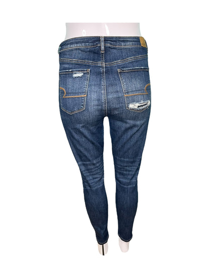 Dark Blue Denim Jeans w/ Ripped Knees