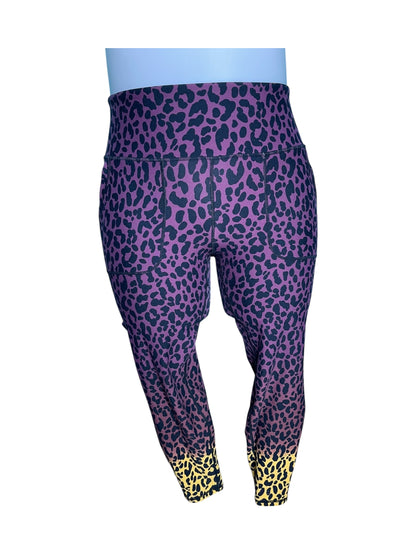 Purple, Yellow and Black Cheetah Print Athletic Leggings