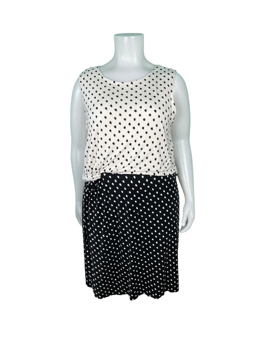Black & White Sleeveless Polka Dots Dress