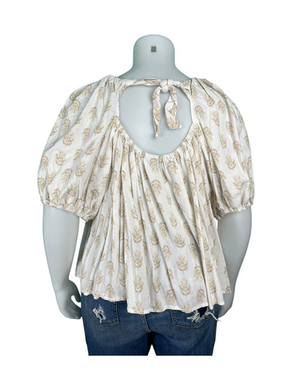 White and Gold Floral Blouse