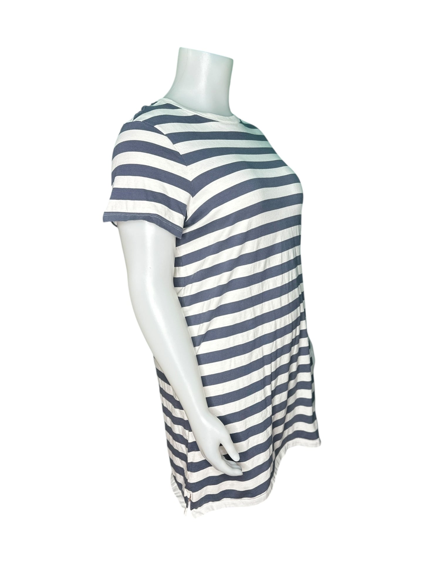 Navy & White Horizontal Striped T-Shirt Dress