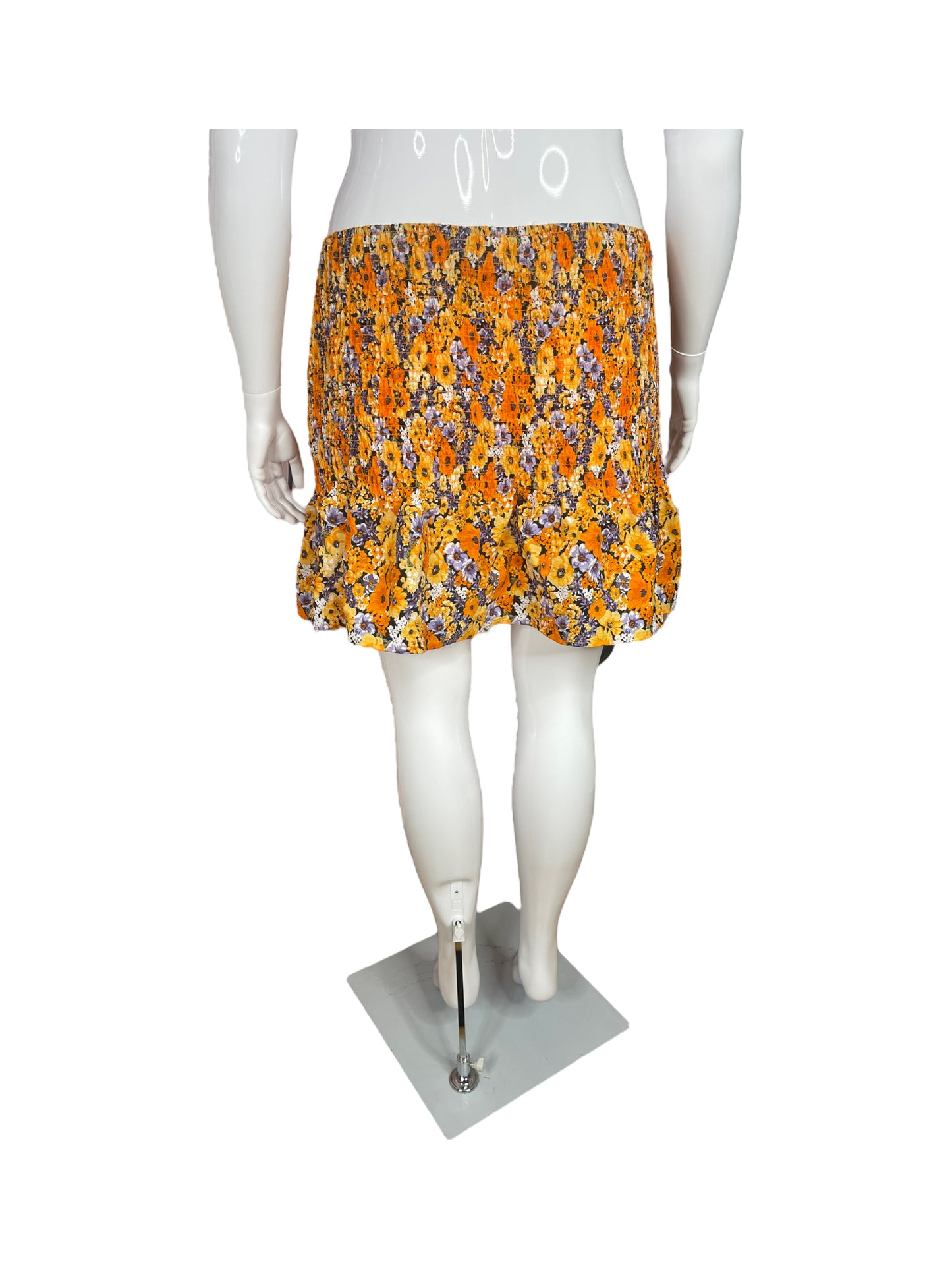 Orange & Purple Floral Scrunch-Top Skirt